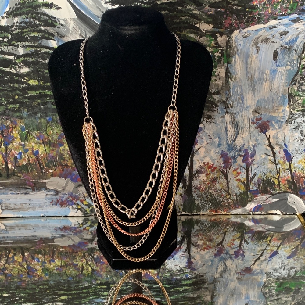 Chic Gold and Silver Chain Necklace